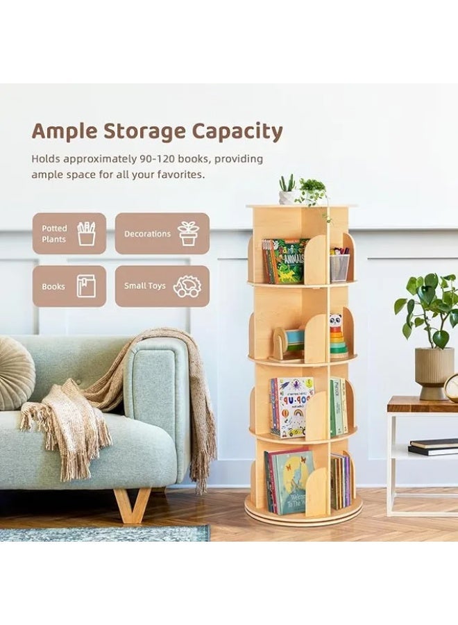 توكي توي رف كتب خشبي دوّار من 4 طبقات – بني من TOOKY TOY - Image 5